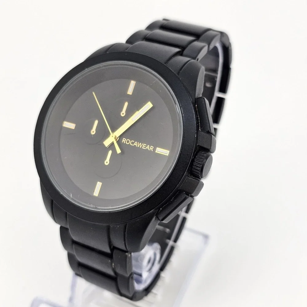 Rocawear Men's Watch 45MM Black Dial Black Bracelet Band‎ 7